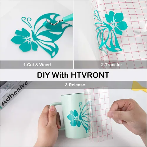 Miniatura 7 de HTVRONT - Vinilo Turquesa Permanente - Rollo de Vinilo Adhesivo Turquesa Brillante de 12 Pulgadas x 14 Pies Compatible con Máquina de Corte Cricut