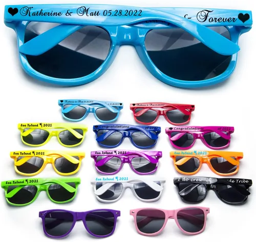 GZLDGIFTS Gafas de sol personalizadas para fiesta de boda a granel, regalos para invitados de boda – Lentes de sol personalizados para despedidas de