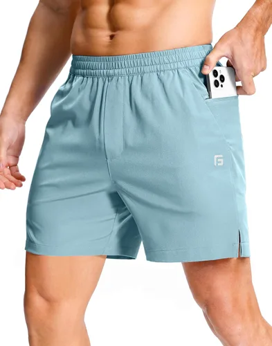 Miniatura 71 de GGJ Pantalones cortos deportivos ligeros para hombre con 2 bolsillos con cremallera de 7/5/9 pulgadas, pantalones cortos de tenis de secado rápido