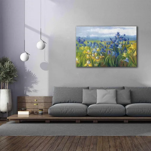 Miniatura 4 de Epic Graffiti Carol Rowan - Lienzo decorativo para pared, diseño "Blue and Yellow Flower Field", 60 x 40 pulgadas