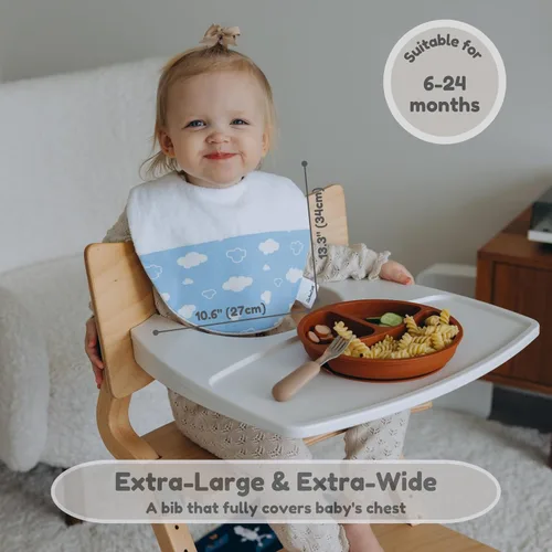 Miniatura 3 de Babero de gran tamaño para bebé, baberos impermeables extra grandes para niños de 6 a 24 meses, 100% algodón y bambú