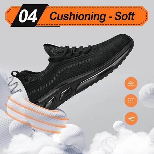 Miniatura 5 de LAoutun Zapatos de punta de acero para hombres y mujeres, zapatos de trabajo de seguridad indestructibles, zapatos de trabajo ligeros