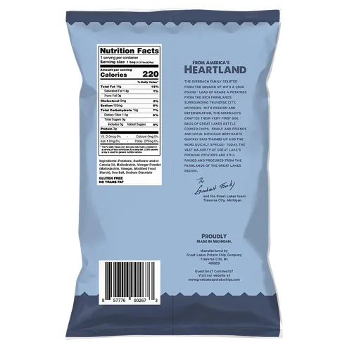 Miniatura 2 de Great Lakes Potato Chip Co. Bold - Patatas fritas cocidas con sal marina y vinagre, caja individual de tamaño aperitivo