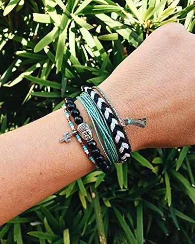 Miniatura 5 de Pura Vida - Pulsera sólida 100 % impermeable, hecha a mano con dije revestido y correa ajustable