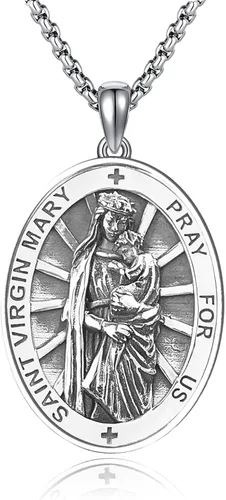 Miniatura 263 de Collar de plata de ley 925 con medalla de San Patrón, colgante de protección católica, amuleto, joyería religiosa para hombres y mujeres