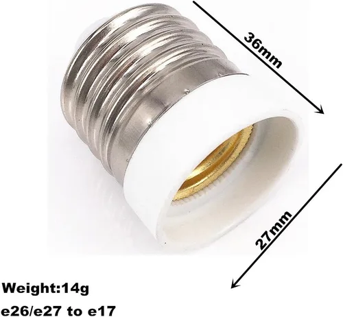 Miniatura 4 de 8 portalámparas E27 a E17 convertidor de adaptador - E26 a base de bombilla E17 - Compatible con bombillas LED/CFL, resistente al calor