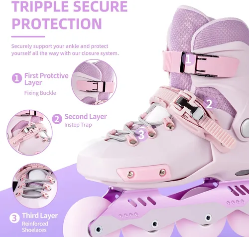 Miniatura 3 de SWAY Patines en línea ajustables para niños, adolescentes y adultos, ruedas iluminadas de alto rendimiento, patines en línea ideales para niños