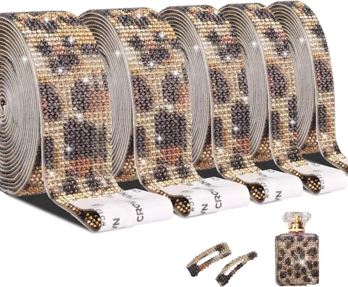 Miniatura 11 de 5 rollos de cinta autoadhesiva de diamantes de imitación con cristal, cinta de diamantes bling con pegatinas de 2 mm para manualidades, bodas