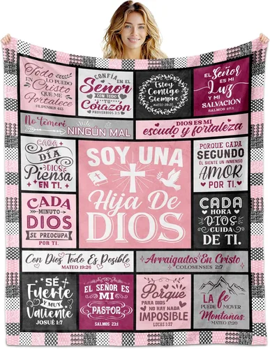 Regalos cristianos españoles para mujer, manta de 50 x 60 pulgadas, regalos cristianos para mujeres, regalos religiosos inspiradores para mujeres,
