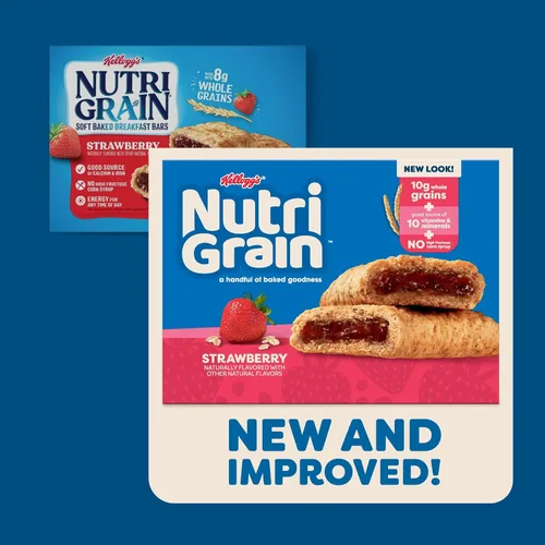 Miniatura 4 de Nutri-Grain Barras de desayuno horneadas suaves, aperitivos para niños, paquete económico, fresa, caja de 20.8 onzas (16 unidades)