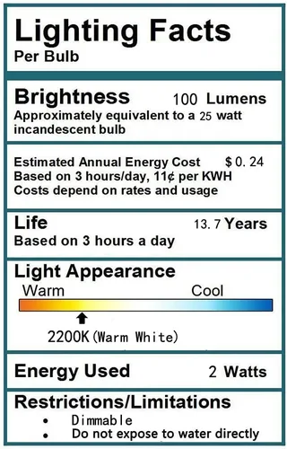 Miniatura 3 de Bombillas LED T6 regulables de 2 W, base E12, luz blanca cálida de 2200 K, vidrio ámbar, 120 lúmenes, 120 V, regulable, T20, protección ocular