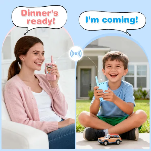 Miniatura 6 de Walkie Talkies de video para niños, paquete de 2 Walkies talkies recargables para niños, juguetes para interiores y exteriores, para campamento