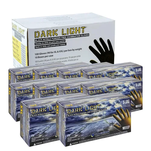 Miniatura 11 de Adenna DLG675 Dark Light - Guantes de examen de nitrilo sin polvo de 9 mil (negro, mediano), caja de 100