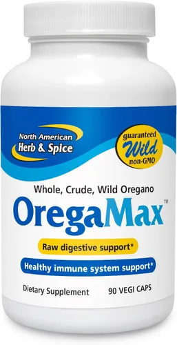 NORTH AMERICAN HERB & SPICE OregaMax - 90 cápsulas - Suplemento de orégano silvestre - Apoyo digestivo e inmunológico - Aceite de orégano, ajo,