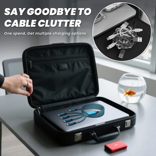 Miniatura 5 de Cable divisor USB C multi carga para múltiples dispositivos, cable de carga rápido 4 en 1, cable de carga de teléfono USB C trenzado con 4