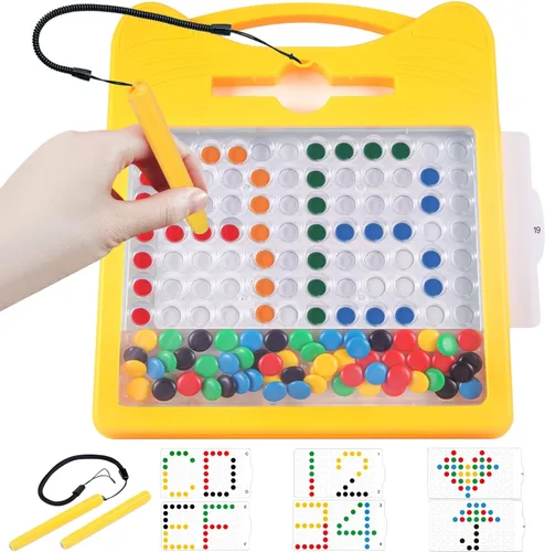 Miniatura 9 de Tablero magnético de dibujo extra grande para niños, tablero de garabatos magnético con 2 bolígrafos, arte de puntos magnéticos, juguete Montessori