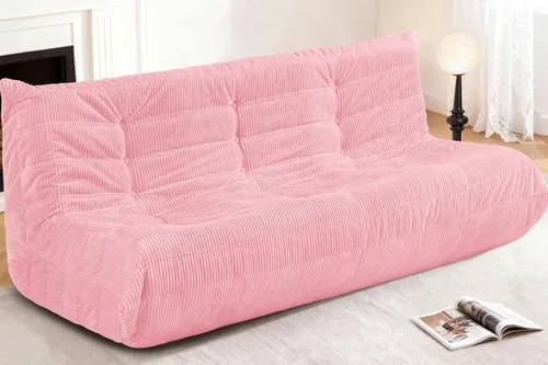 Miniatura 83 de Puf para adultos, silla puf grande, sillón con relleno de espuma viscoelástica para el hogar, apartamento o sala de juegos, gris afelpado Felpa gris