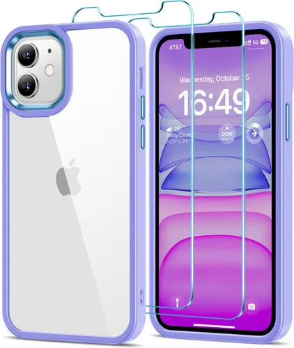HOOMIL Funda para iPhone 11 con 2 protectores de pantalla de vidrio templado, no amarillea, protección contra caídas, arañazos, transparente, parte