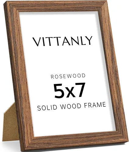 Miniatura 95 de Vittanly - Marco de fotos de 4 x 6 pulgadas de madera maciza con plexiglás, incluye paspartú de 3,5 x 5, para colgar en la pared o poner sobre una