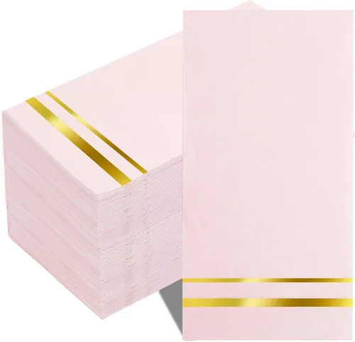 BUCLA 100 servilletas desechables de 3 capas de color rosa, servilletas de papel rosa desechables de alta calidad, servilletas de cena desechables,