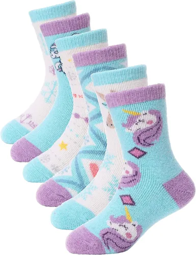Miniatura 84 de ANTSANG Calcetines de Lana, Calcetines Térmicos Cálidos y Gruesos Tipo Crew Boot para Niños Pequeños, Niños y Niñas, 6 Pares