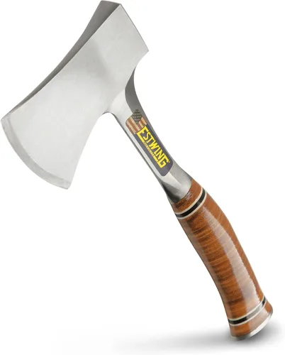 Estwing Sportsman's Axe - Hacha de camping de 14 pulgadas con construcción de acero forjado y agarre de cuero genuino - E24A