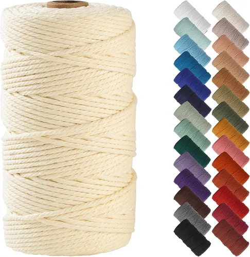Miniatura 61 de NOANTA - Cuerda de macramé color beige natural, 1/8 pulgadas (3 mm) x 109 yardas (100 metros), cuerda de algodón colorido para colgar en la pared