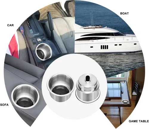 Miniatura 8 de Amarine Made 4 piezas de acero inoxidable taza de bebidas titular con drenaje para barco marino RV Camper