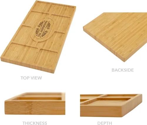 Miniatura 2 de Andaz Press Tablero de charcutería personalizado XL, bandeja de madera de bambú grabada con grabado personalizado Art Deco, tabla de queso, tabla