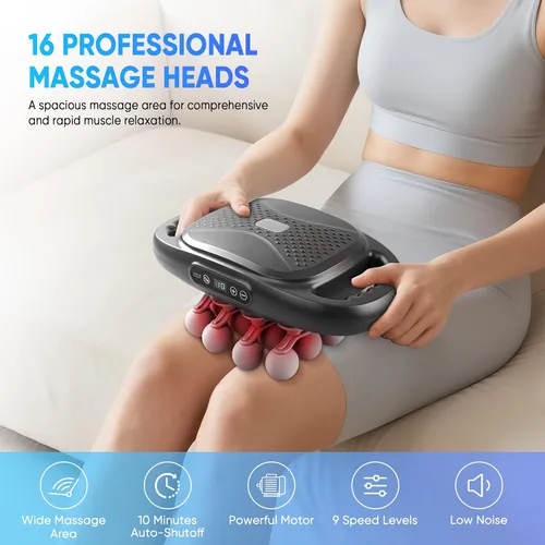 Miniatura 3 de 16-Head Massage Gun Set, Deep Tissue Massager with 9 Modes & Levels, Muscle Massager Pain Relief, Percussion Massage Gun for