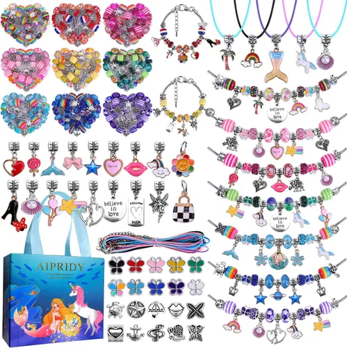 Miniatura 11 de AIPRIDY Kit de fabricación de pulseras con dijes, juego de regalos de unicornio sirena que puede inspirar imaginación y creatividad, kit de 104