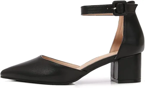 Miniatura 2 de Amoji Zapatos de vestir con tacón de bloque con punta puntiaguda de 2 pulgadas con correa de tobillo 412