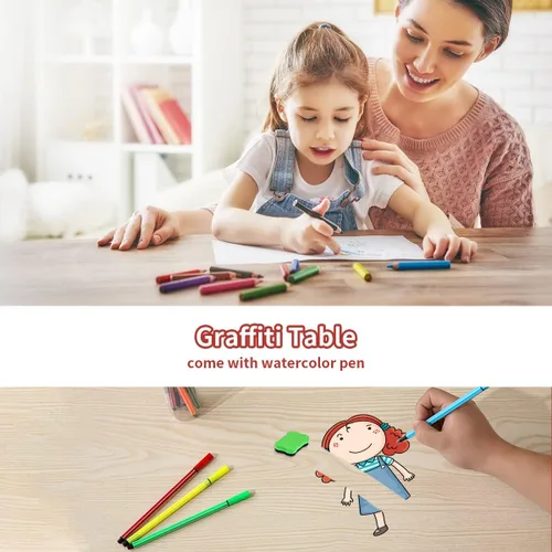 Miniatura 4 de Juego de mesa y silla para niños, mesa y silla para niños, mesa ajustable para niños, patas y organizador de mesa antideslizantes, escritorio