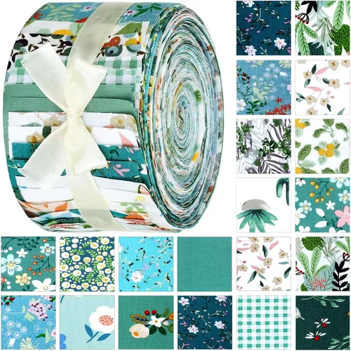 Kingdder Tiras de Tela de Gelatina para Acolchado, Rollo de Retazos de 2.55 Pulgadas, Rollo de Algodón para Patchwork, Tela de Gelatina para