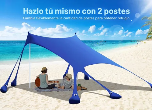 Miniatura 7 de Osoeri Beach Tent, Camping Sun Shelter UPF50+ with 8 Sandbags, Sand Shovels, Ground Pegs & Stability Poles, Outdoor Shade Beach Canopy for Camping