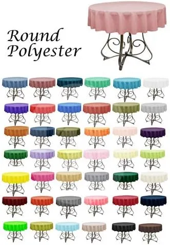 Miniatura 2 de Mantel redondo de poliéster de 72 pulgadas, disponible en más de 45 colores, ideal para restaurantes y superposiciones versátiles de eventos, elige