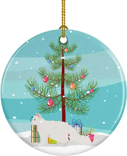 Miniatura 144 de Caroline's Treasures Adorno de cerámica con texto en inglés "Merry Christmas" para colgar en el árbol de Navidad, decoración para el hogar, Navidad