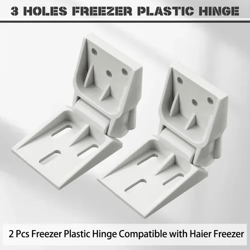 Miniatura 4 de Beeveer Bisagra de plástico para congelador, 2 piezas, compatible con congelador Haier, 3 agujeros, bisagra plegable para puerta, contrapeso