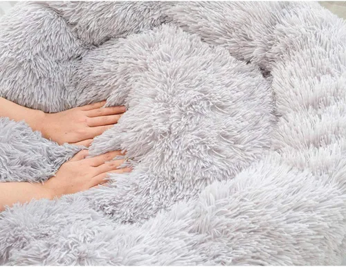 Miniatura 6 de Cama redonda de felpa suave moderna para gatos o perros pequeños, cama de tamaño mini o mediano para perros y gatos, auto-calentable, para otoño