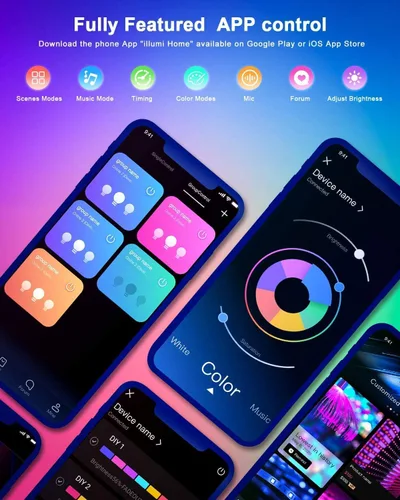 Miniatura 4 de Nexillumi Luces LED para dormitorio de 100 pies con sincronización de música que cambian de color, tira de luces LED inteligentes con control remoto