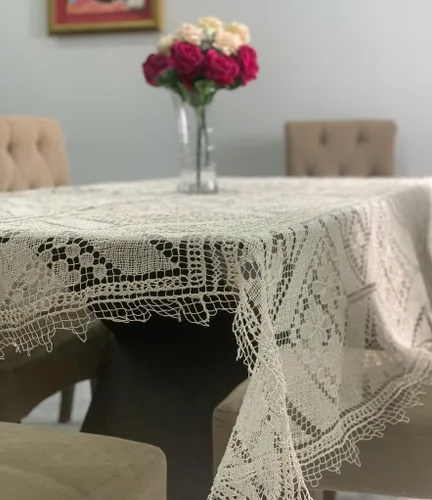 Miniatura 3 de • Mantel de Mesa Artesanal Rectangular, Técnica ancestral Guaraní, Hecho a Mano con Hilos Naturales, Especial para Decorar tu Hogar con un toque