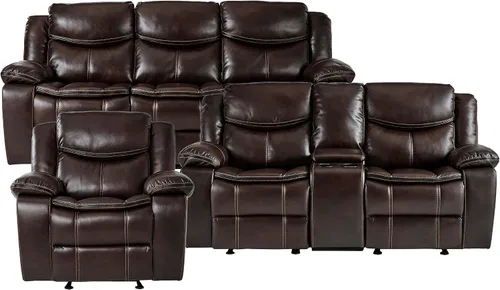 Miniatura 8 de Lexicon Bay - Juego de sofá reclinable manual, 2 piezas, color negro