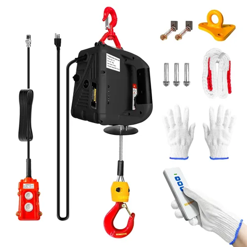 Miniatura 9 de PRO Power - Cabrestante eléctrico portátil de 1100 libras, polipasto de cable eléctrico de 30 pies, 1600 W con ganchos simples/dobles control remoto