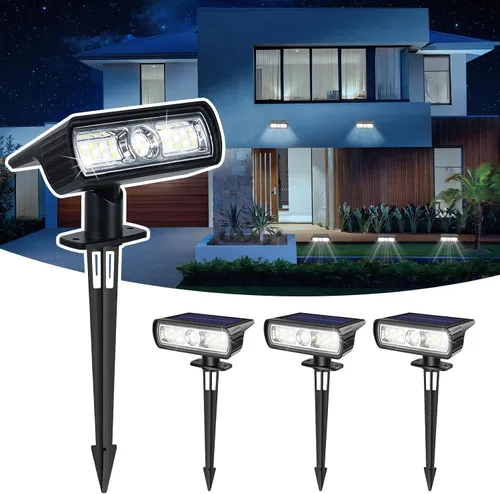 Toodour Foco solar para exteriores, paquete de 4 luces solares para exteriores con 2 modos, luces de inundación impermeables alimentadas por energía