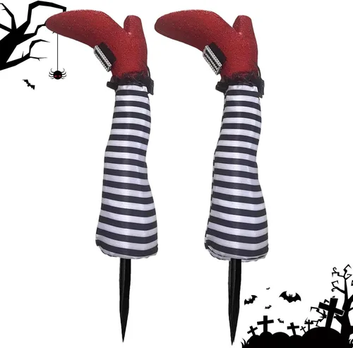 Miniatura 7 de Naysku 1 par de patas de bruja de Halloween de 18 pulgadas al revés para patas de bruja – Estacas de patas y pies de brujas, estacas de Halloween