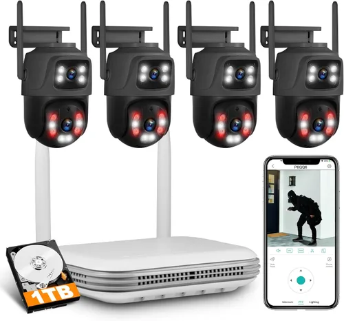 Miniatura 9 de Cámara de seguridad para exteriores de 6 MP, sistema de vigilancia PTZ de 360°, enlace de doble lente 2.4Ghz 24/7 Record IP67 Cámara WiFi