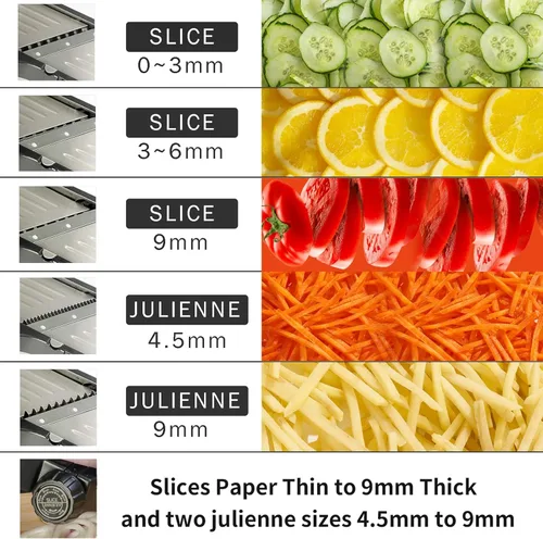 Miniatura 2 de VEKAYA - Rebanadora de mandolina para cocina, rebanadora de verduras ajustable, picadora de alimentos, cortadora de papas, mandolina, rebanadora