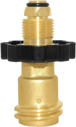 Miniatura 5 de Joywayus Adaptador universal de tanque de propano que convierte POL a QCC1 / Tipo 1, dispositivo de seguridad de control de válvula de latón