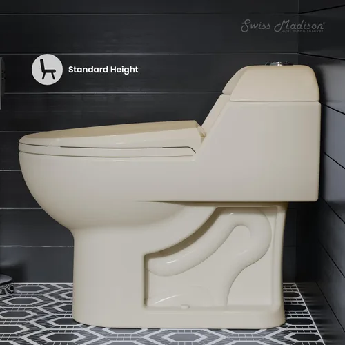 Miniatura 6 de Swiss Madison Well Made Forever SM-1T803BQ Chateau - Inodoro de una pieza con descarga dual alargado, acabado mate, 0.8/1.28 gpf Bisque Brillante