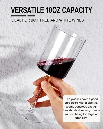 Miniatura 7 de Ciaell Paquete de 6 copas de vino de plástico – Copas de vino desechables de plástico de 10 onzas con tallo perfectas para fiestas, bodas, piscina